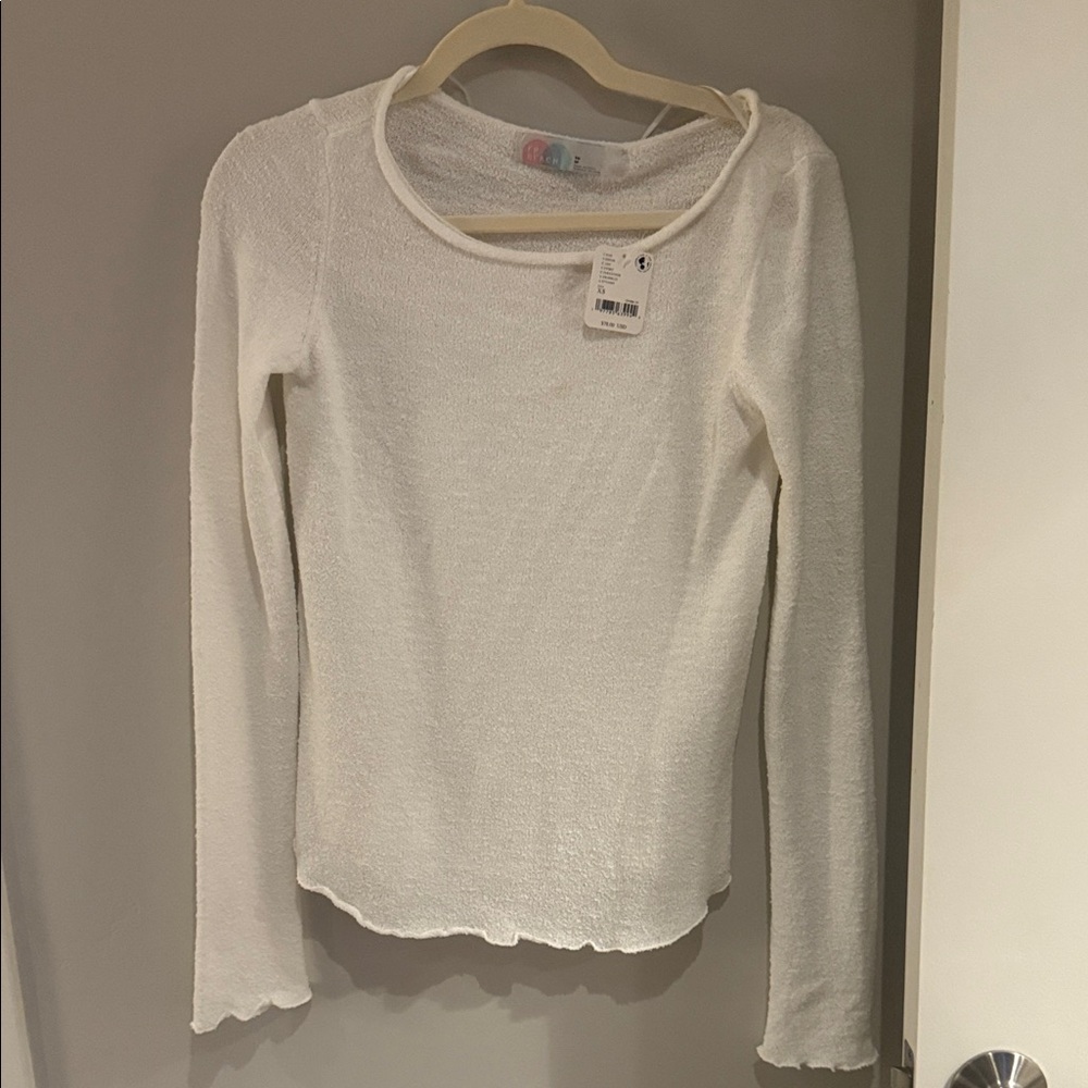 White Long Sleeve Knit Top